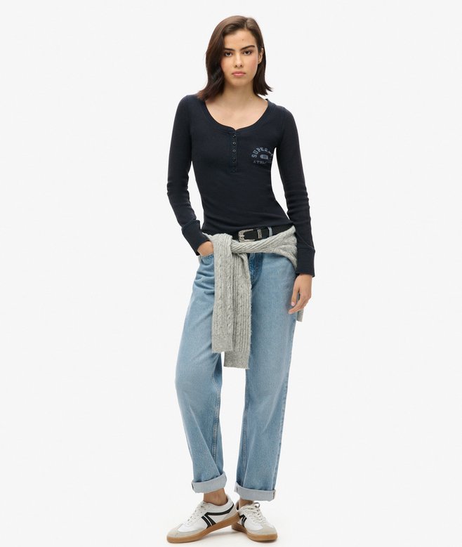 superdry Camiseta de manga larga con cuello abotonado Athletic En oferta