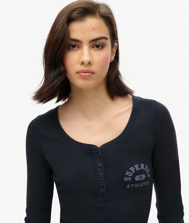 superdry Camiseta de manga larga con cuello abotonado Athletic En oferta