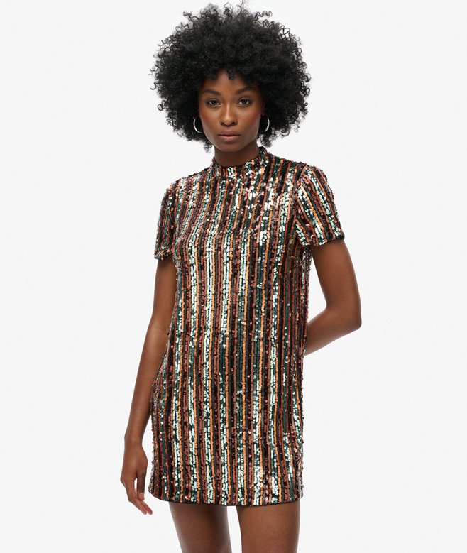 superdry Minivestido tipo camiseta con lentejuelas