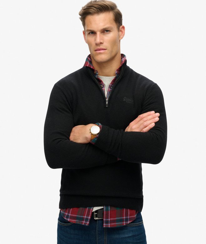 superdry Jersey de punto con media cremallera y bordado Essential