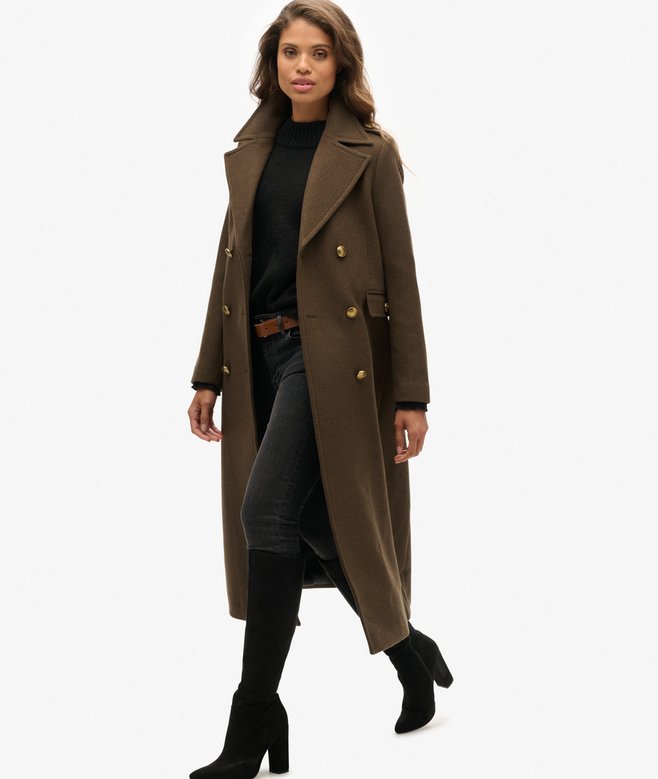 superdry Abrigo de mezcla de lana con doble botonadura Descuento por venta flash
