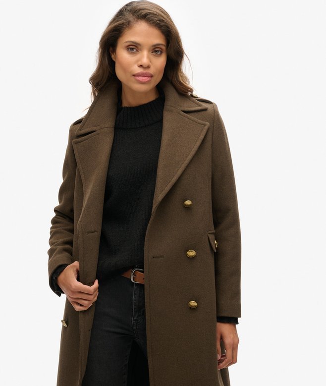superdry Abrigo de mezcla de lana con doble botonadura Descuento por venta flash