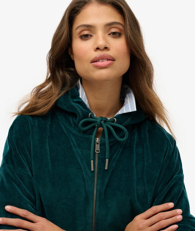 superdry Sudadera con capucha y cremallera de velvetón Rebajas de fin de temporada