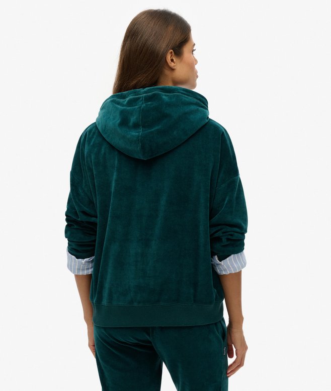 superdry Sudadera con capucha y cremallera de velvetón Rebajas de fin de temporada