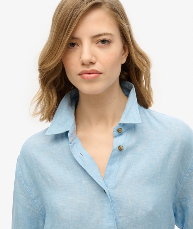 superdry Camisa informal de lino con corte boyfriend Outlet online