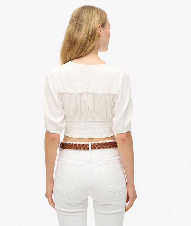 superdry Top con ribete de encaje de manga corta Ibiza Los más vendidos