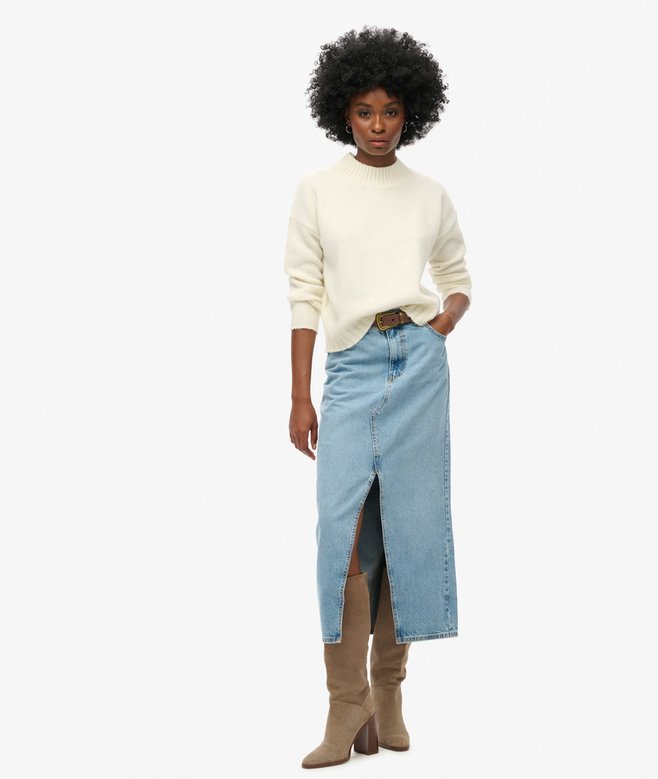 superdry Falda larga vaquera con abertura