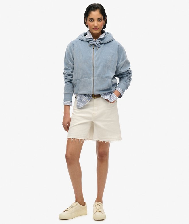superdry Sudadera con capucha y cremallera de velvetón Tienda