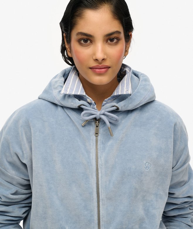 superdry Sudadera con capucha y cremallera de velvetón Tienda