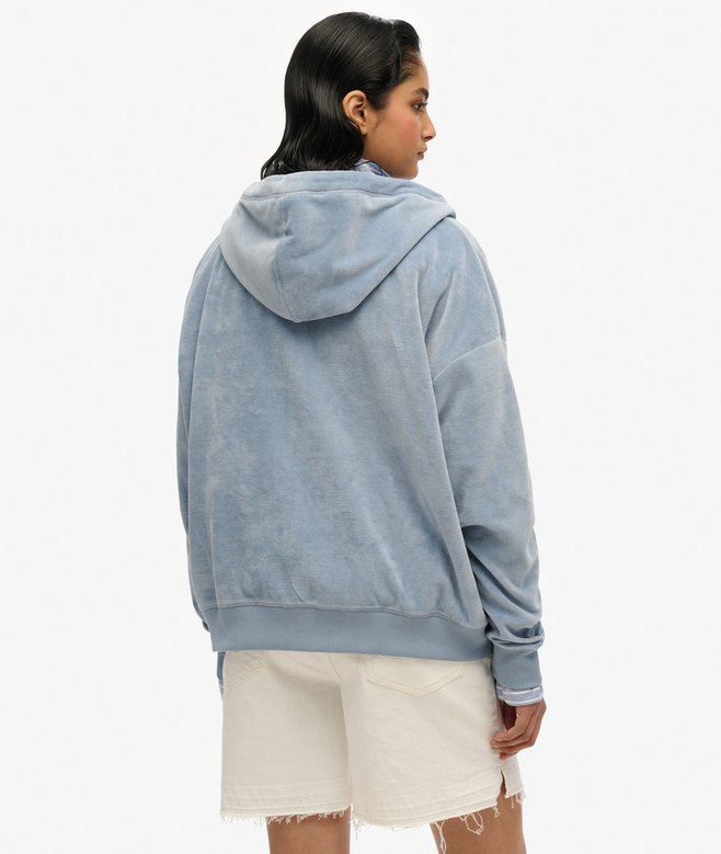 superdry Sudadera con capucha y cremallera de velvetón Tienda