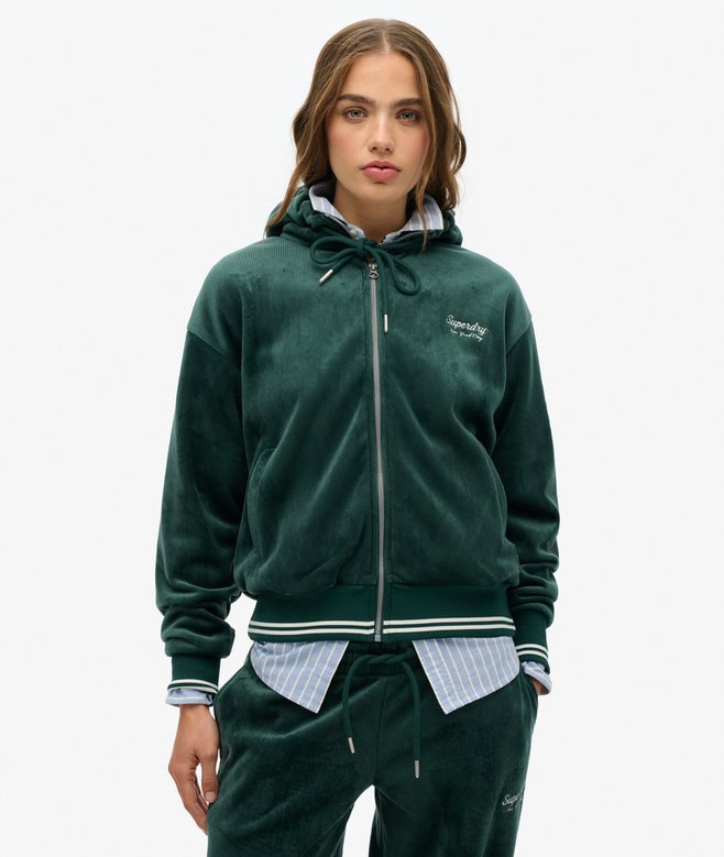 superdry Sudadera con capucha y cremallera de velvetón Country Club