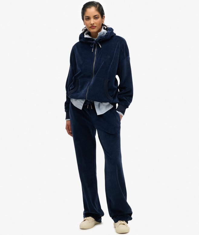 superdry Sudadera con capucha y cremallera de velvetón Liquidación