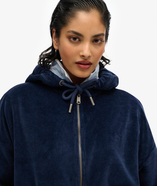 superdry Sudadera con capucha y cremallera de velvetón Liquidación