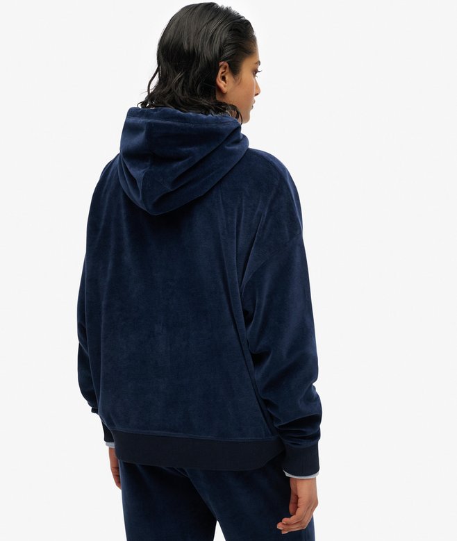 superdry Sudadera con capucha y cremallera de velvetón Liquidación