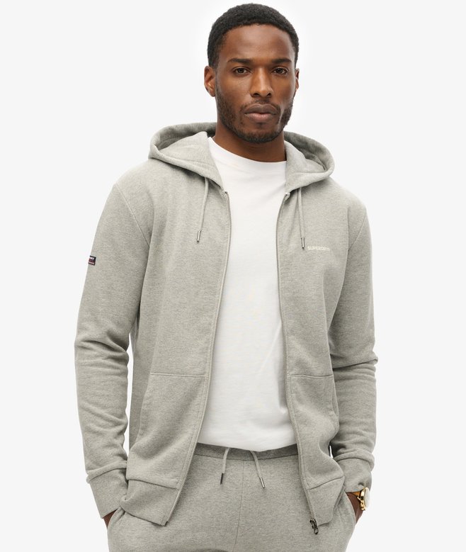 superdry Sudadera lisa con capucha y cremallera
