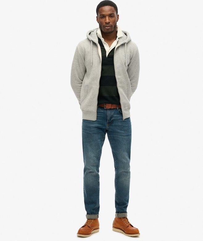 superdry Sudadera de algodón orgánico con capucha cremallera y logotipo Vintage Logo bordado Mejor oferta