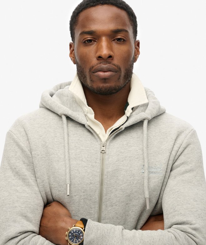 superdry Sudadera de algodón orgánico con capucha cremallera y logotipo Vintage Logo bordado Mejor oferta
