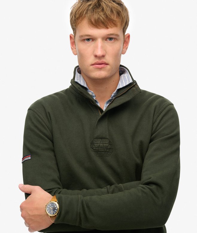 superdry Jersey clásico de piqué de algodón con media cremallera Tienda de fábrica