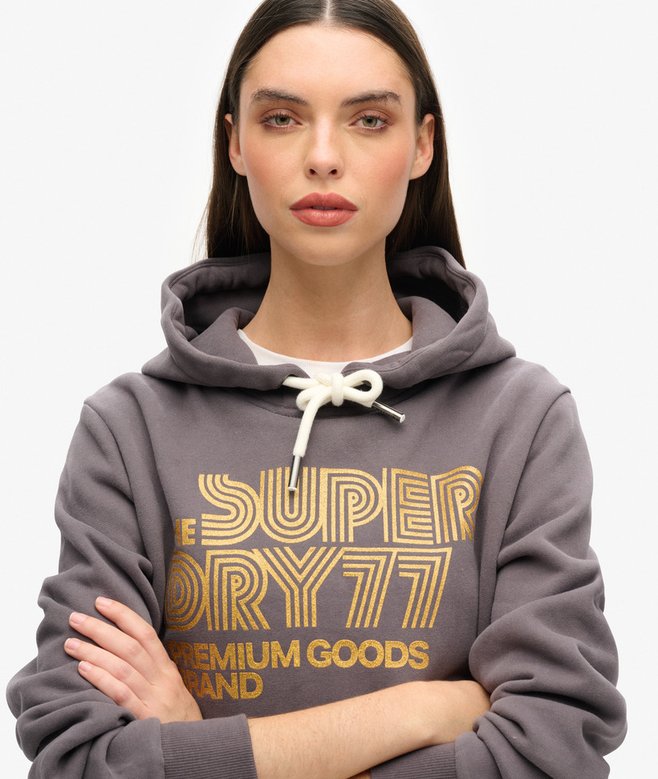 superdry Sudadera con capucha purpurina y logotipo Retro Últimos 3 días