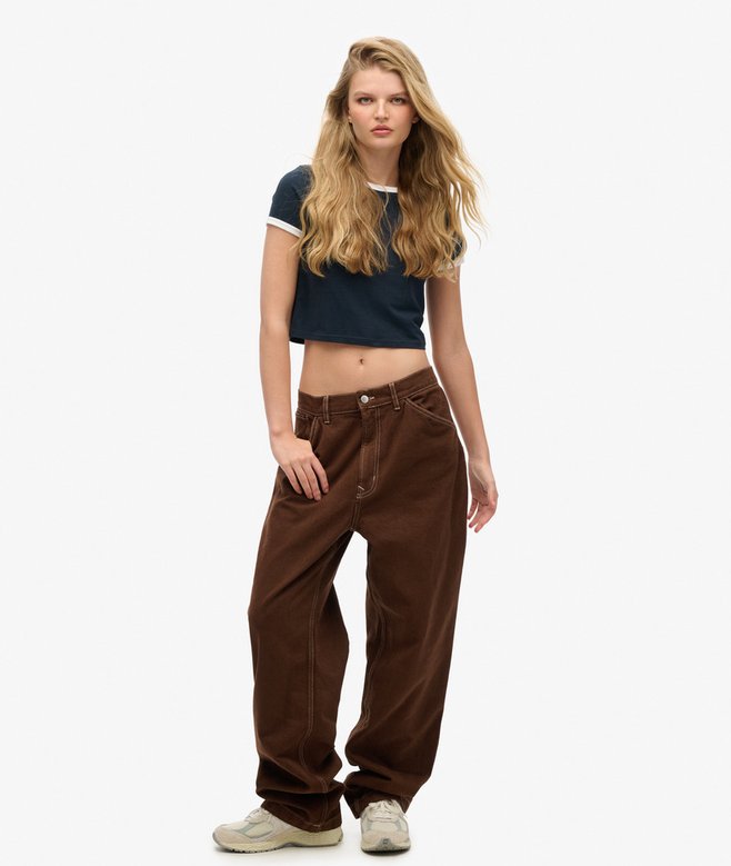 superdry Pantalones estilo carpintero con costuras en contraste