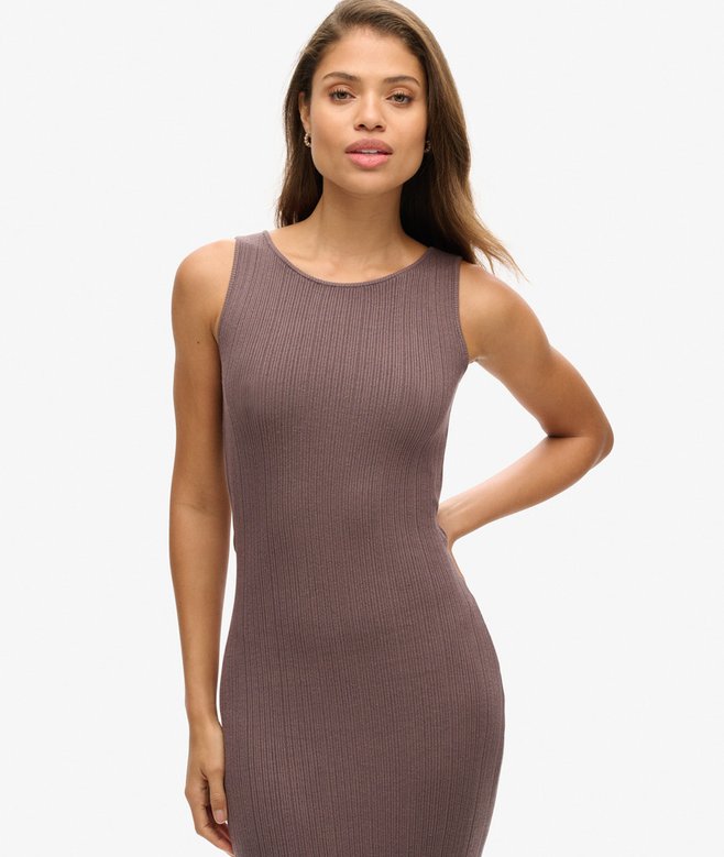 superdry Vestido midi de punto con espalda abierta Promoción trimestral