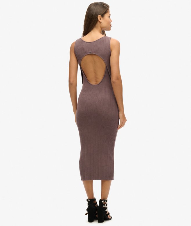 superdry Vestido midi de punto con espalda abierta Promoción trimestral