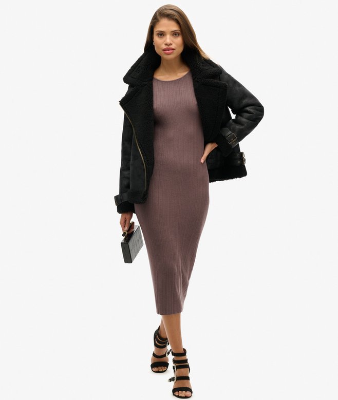 superdry Vestido midi de punto con espalda abierta Promoción trimestral