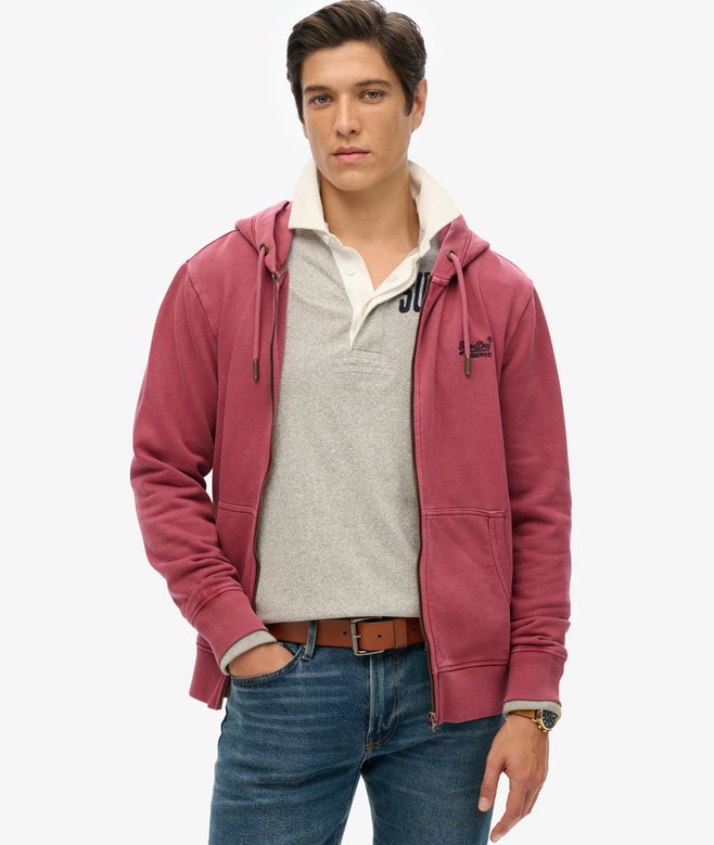 superdry Sudadera lavada con capucha cremallera y logotipo Essential