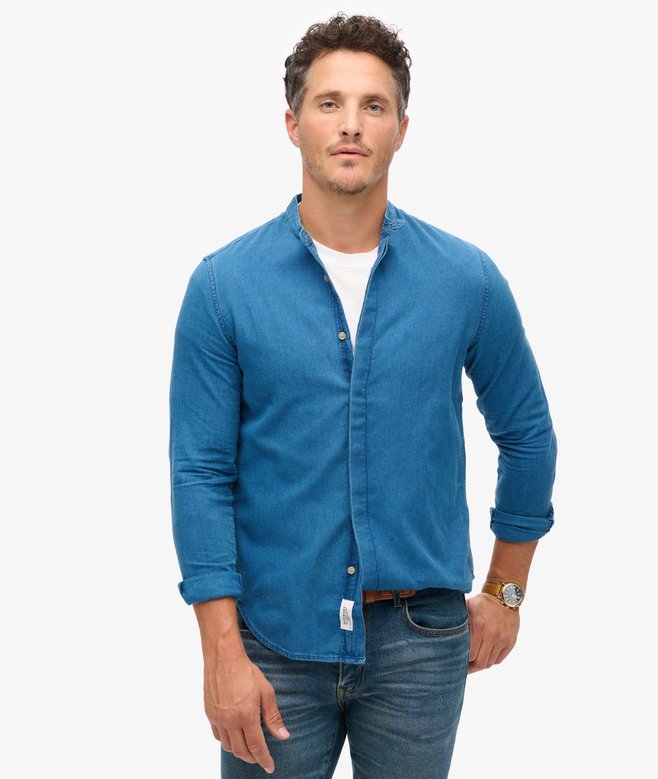 superdry Camisa índigo con cuello panadero Merchant Store Solo hoy