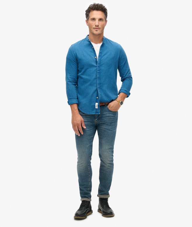 superdry Camisa índigo con cuello panadero Merchant Store Solo hoy