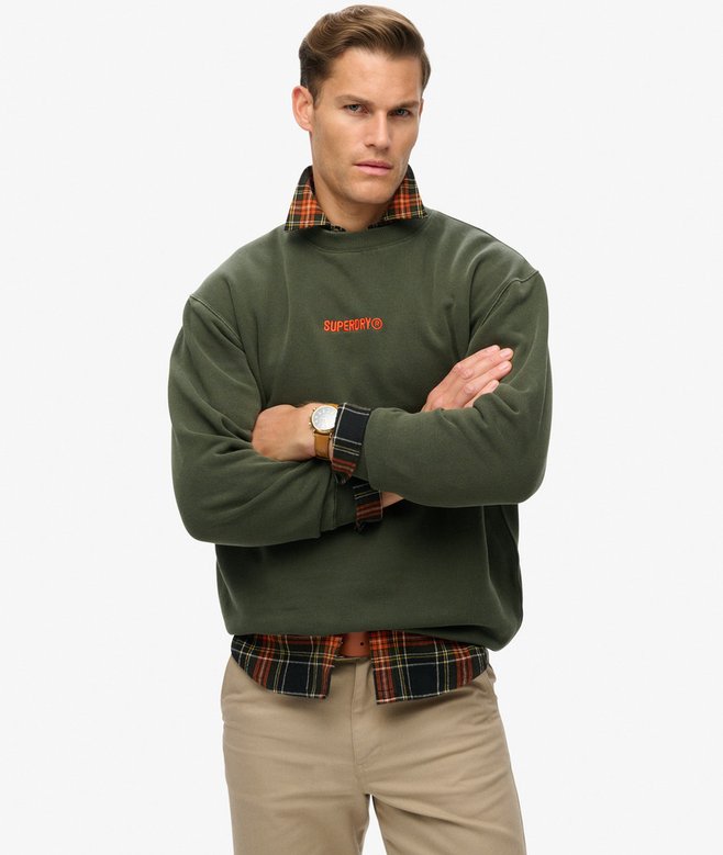 superdry Sudadera suelta de cuello redondo con micrologotipo estampado