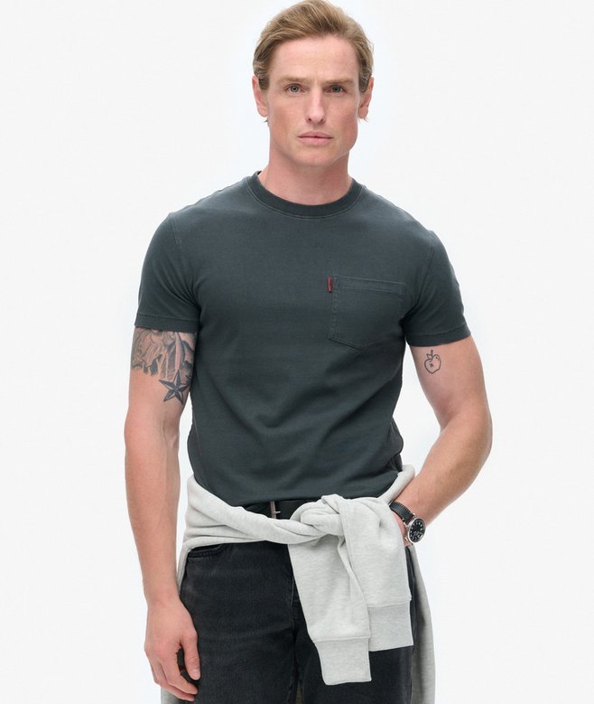 superdry Camiseta lavada con bolsillo Essential Liquidación