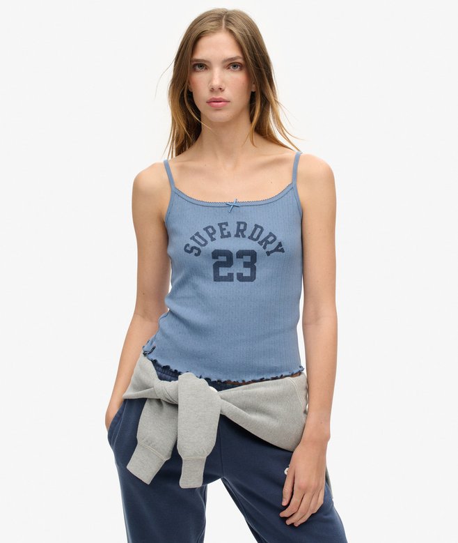 superdry Top de tirantes en ponteille con estampado Athletic Essentials