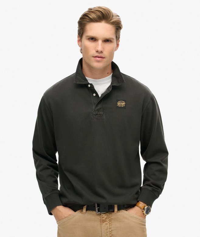 superdry Camiseta de rugby de manga larga con pespuntes en contraste