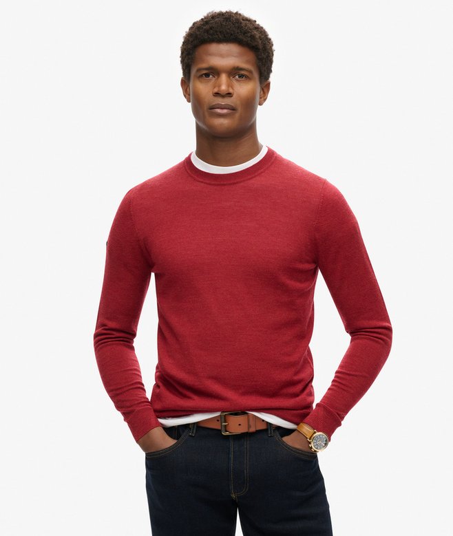 superdry Jersey de lana merina de cuello redondo