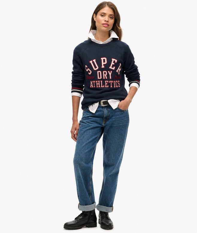 superdry Jersey gráfico holgado de punto con cuello redondo Último día