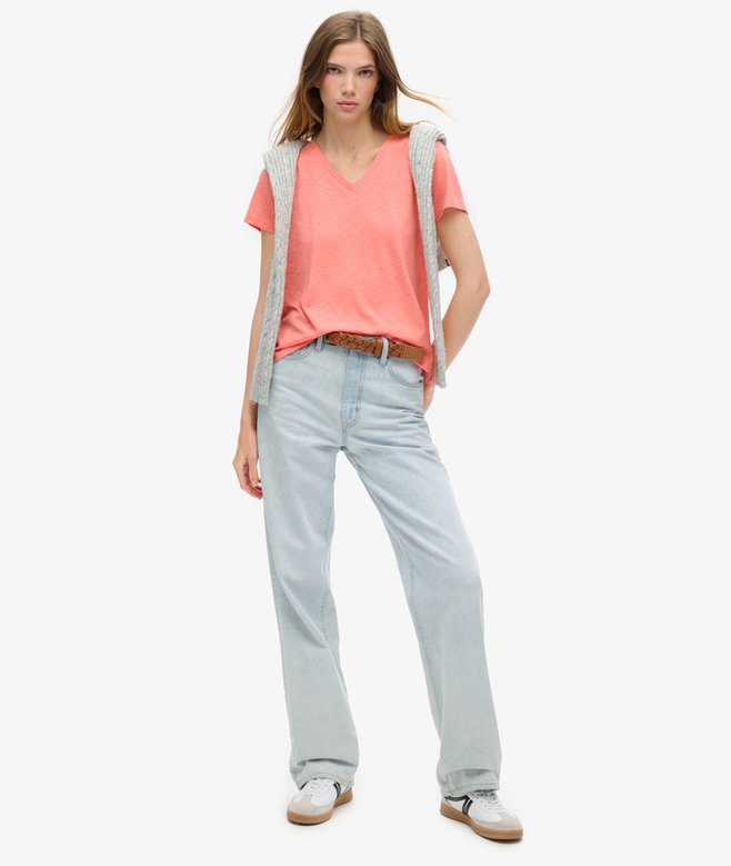 superdry Camiseta con cuello de pico flameada y con bordado Libre de impuestos