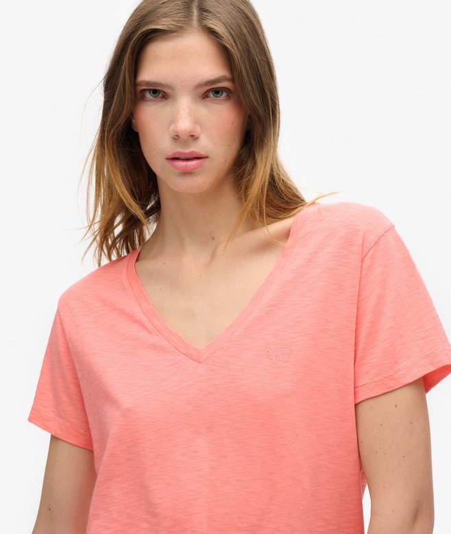 superdry Camiseta con cuello de pico flameada y con bordado Libre de impuestos