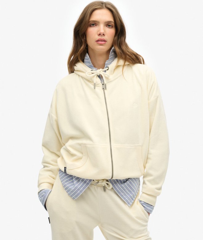 superdry Sudadera con capucha y cremallera de velvetón Precio ultrabajo