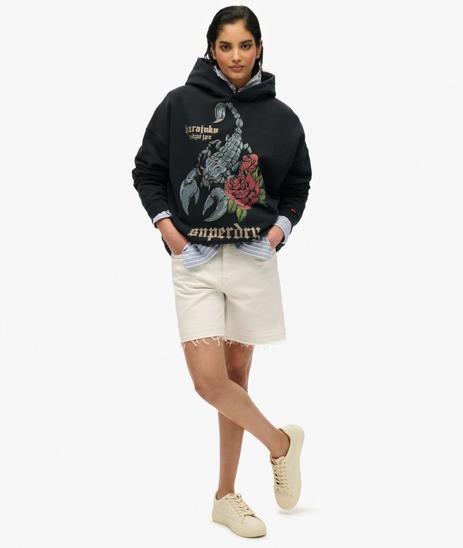 superdry Sudadera holgada con capucha y motivo de tatuaje Neo Trad Outlet online