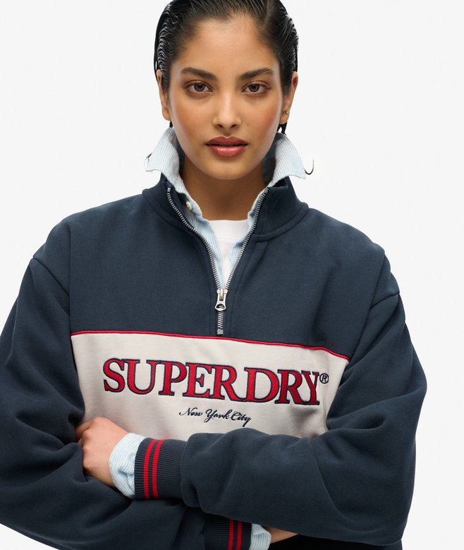 superdry Sudadera holgada con capucha y media cremallera Country Club Gran oferta