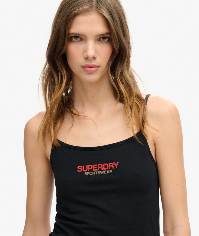 superdry Camiseta de tirantes entallada con logotipo Sportswear ÚLTIMAS EDICIONES
