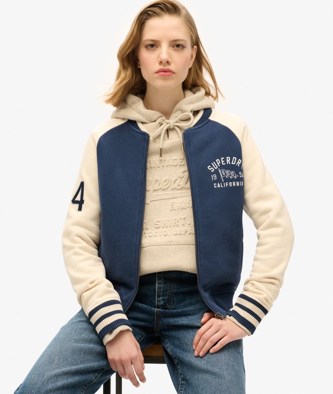 superdry Chaqueta bómber de punto gráfica College Script Último día