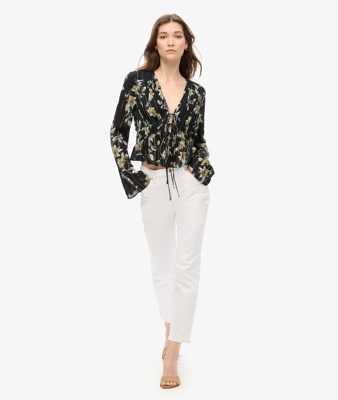 superdry Top tejido plisado con mangas 70s Grandes descuentos