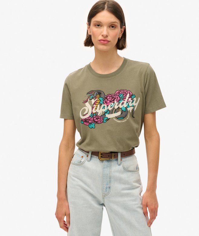 superdry Camiseta de corte relajado con motivo de tatuaje Script