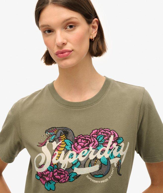 superdry Camiseta de corte relajado con motivo de tatuaje Script Ofertas de temporada