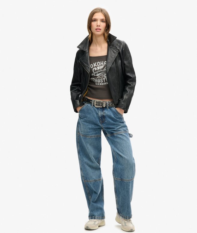 superdry Camiseta gráfica de tirantes de canalé Retro Rocker 2025