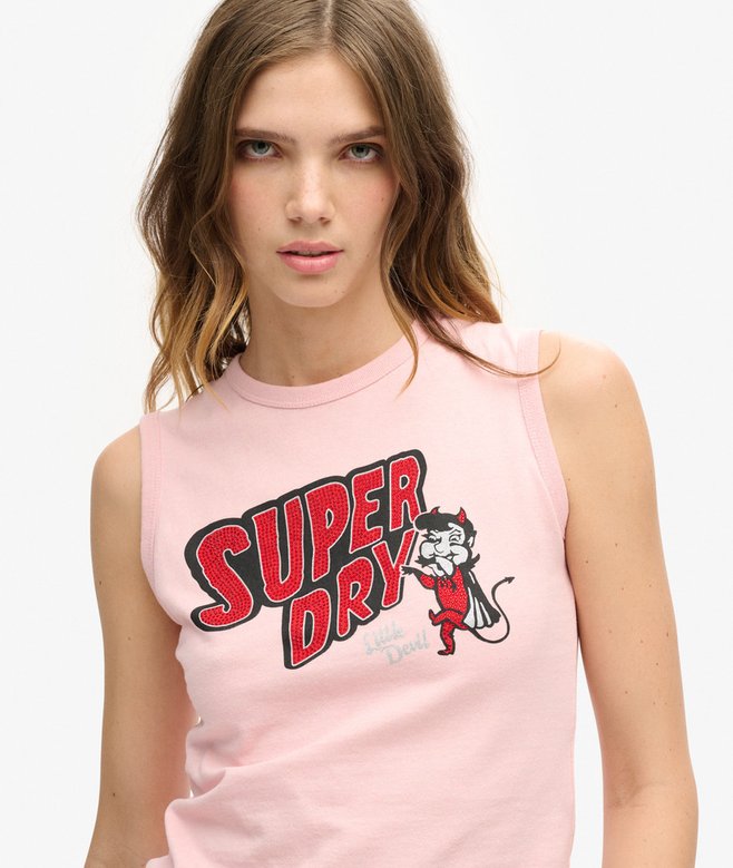 superdry Camiseta sin mangas ajustada con adornos Retro En oferta