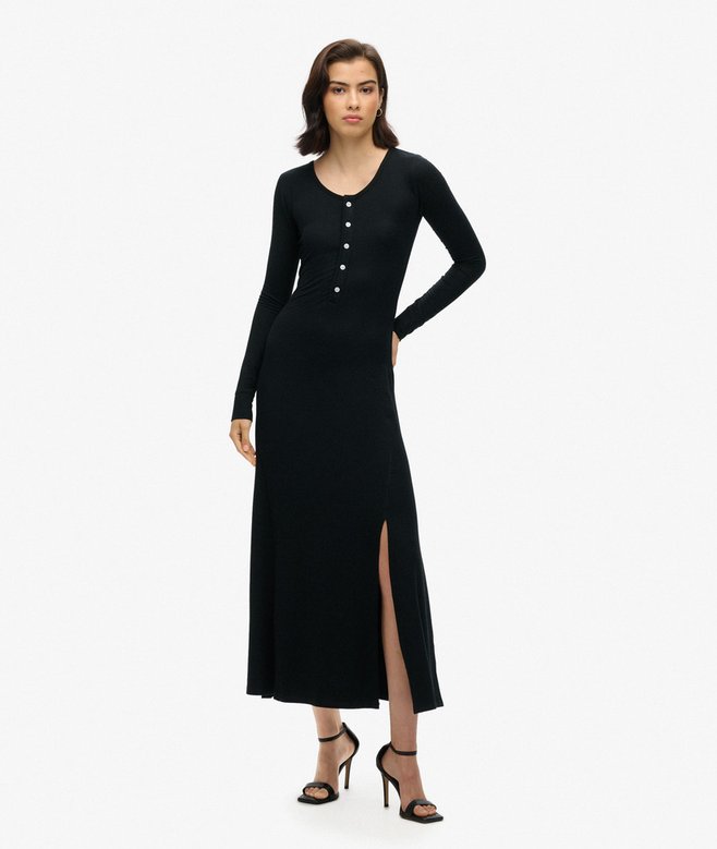 superdry Vestido midi de punto con media botonadura Gran oferta