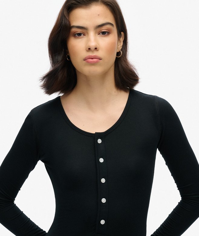 superdry Vestido midi de punto con media botonadura Gran oferta